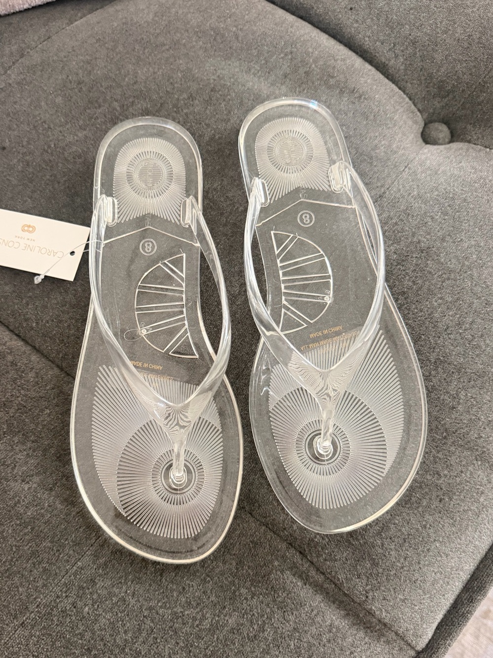Caroline Constas Splash Clear Jelly Flats Flip Flop Sandals NWT Size 8